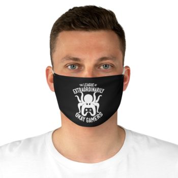 Fabric Face Mask, White on Black - Image 4