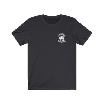 Unisex Jersey Tee, White Logo, Badge Front, LXOG Back - Image 13