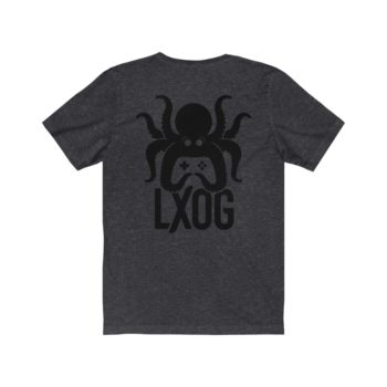 Unisex Jersey Tee, Black Logo, Badge Front, LXOG Back - Image 34