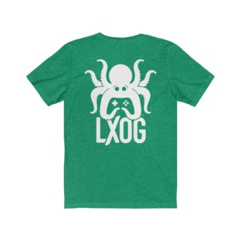 Unisex Jersey Tee, White Logo, Badge Front, LXOG Back - Image 16