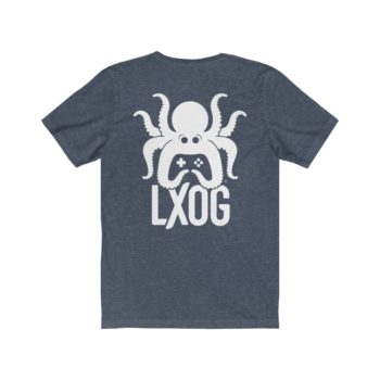 Unisex Jersey Tee, White Logo, Badge Front, LXOG Back - Image 26
