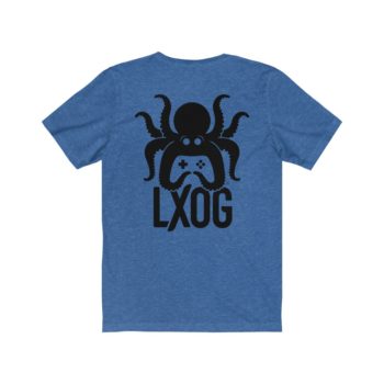 Unisex Jersey Tee, Black Logo, Badge Front, LXOG Back - Image 30