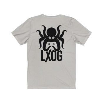 Unisex Jersey Tee, Black Logo, Badge Front, LXOG Back - Image 12