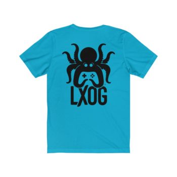 Unisex Jersey Tee, Black Logo, Badge Front, LXOG Back - Image 26
