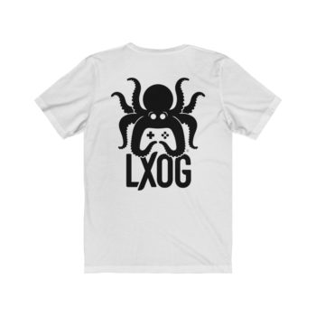 Unisex Jersey Tee, Black Logo, Badge Front, LXOG Back - Image 2