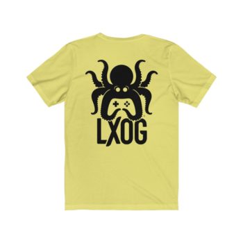 Unisex Jersey Tee, Black Logo, Badge Front, LXOG Back - Image 16