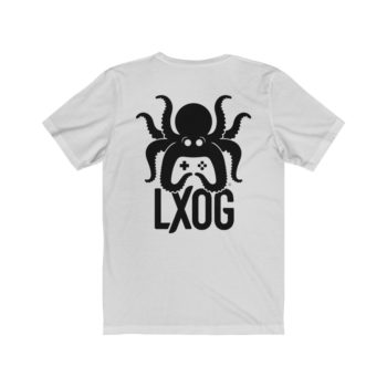 Unisex Jersey Tee, Black Logo, Badge Front, LXOG Back - Image 4