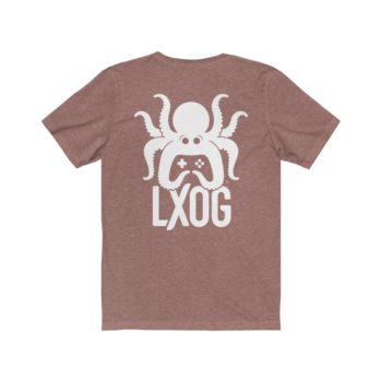 Unisex Jersey Tee, White Logo, Badge Front, LXOG Back - Image 6