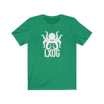 Unisex Jersey Tee, White Logo, LXOG Front - Image 8