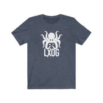 Unisex Jersey Tee, White Logo, LXOG Front - Image 13