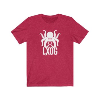 Unisex Jersey Tee, White Logo, LXOG Front - Image 16