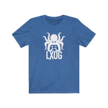 Unisex Jersey Tee, White Logo, LXOG Front - Image 12
