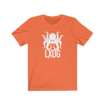 Unisex Jersey Tee, White Logo, LXOG Front - Image 2