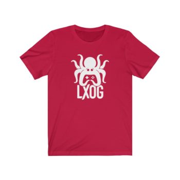 Unisex Jersey Tee, White Logo, LXOG Front - Image 17