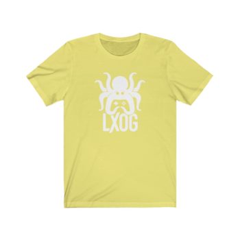 Unisex Jersey Tee, White Logo, LXOG Front - Image 6