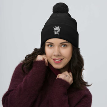 Pom-Pom Beanie, White Logo - Image 3